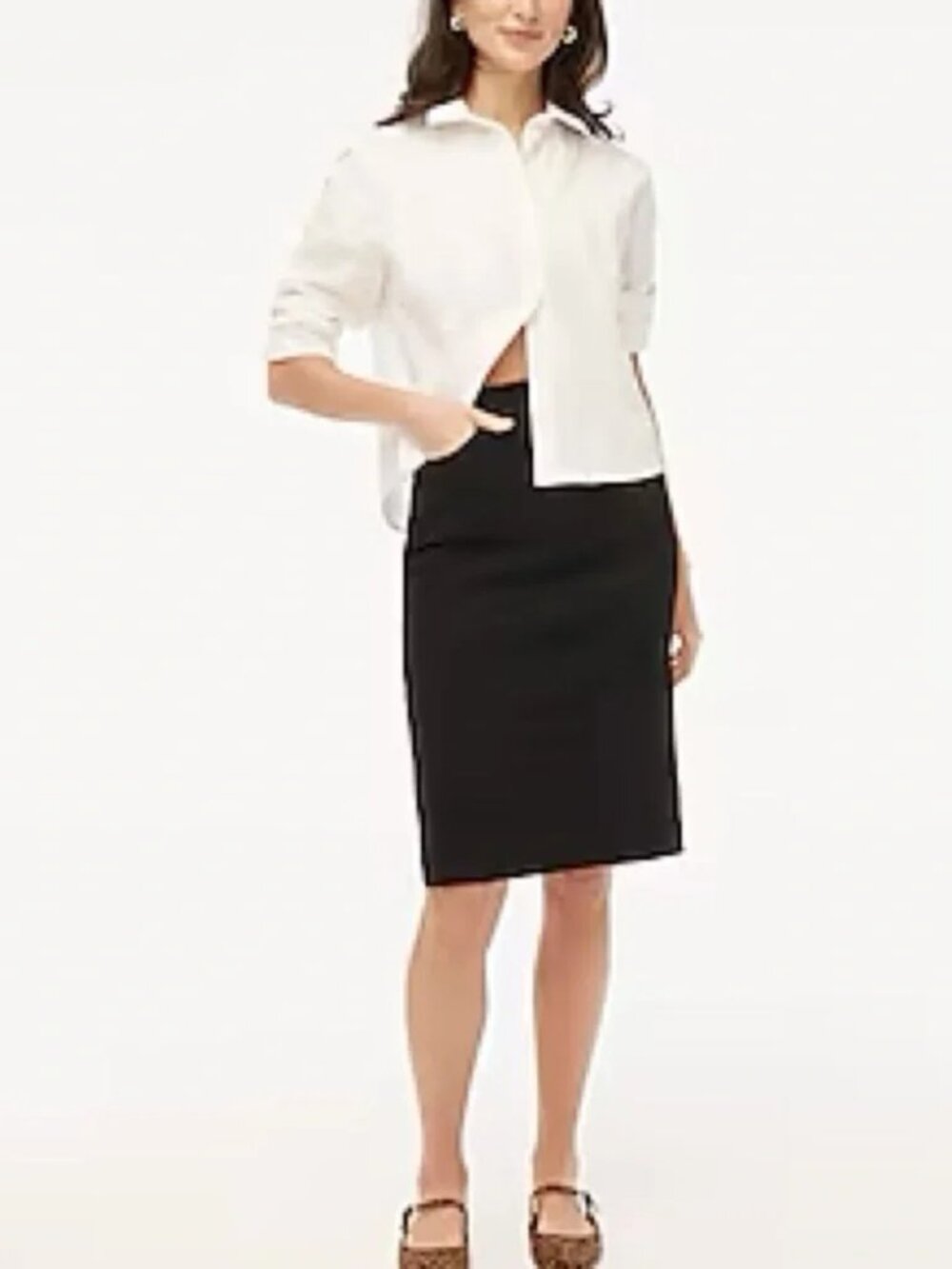 J. Crew Black Denim Midi Skirt 0 NWT